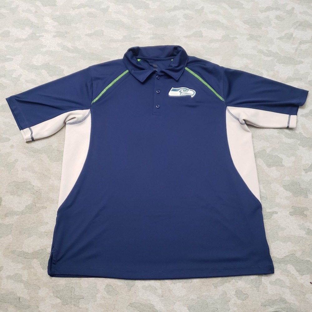Seattle Seahawks Pro Line Polo Shirt Mens XL Blue NFL Football Short Sleeve